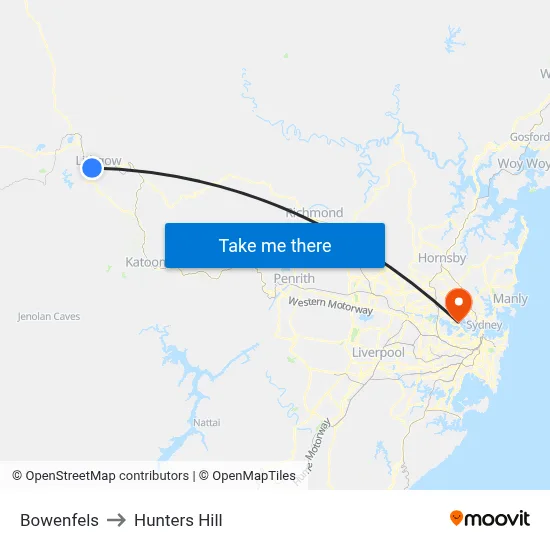 Bowenfels to Hunters Hill map