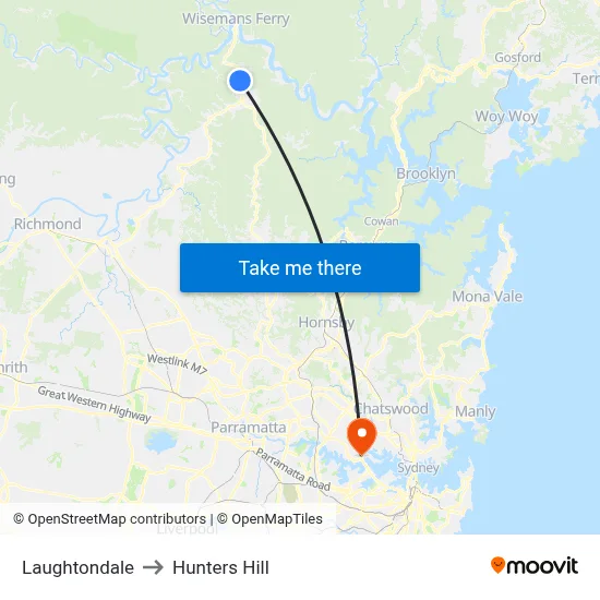 Laughtondale to Hunters Hill map