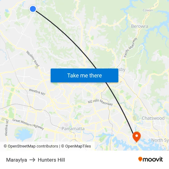 Maraylya to Hunters Hill map
