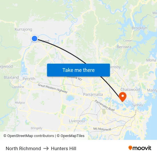 North Richmond to Hunters Hill map
