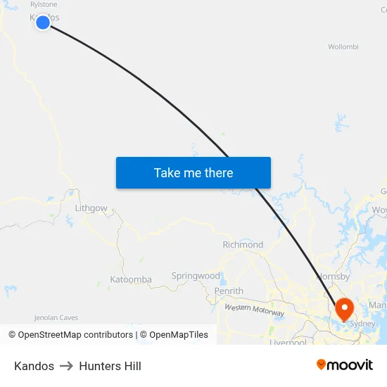 Kandos to Hunters Hill map