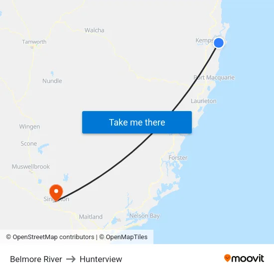 Belmore River to Hunterview map