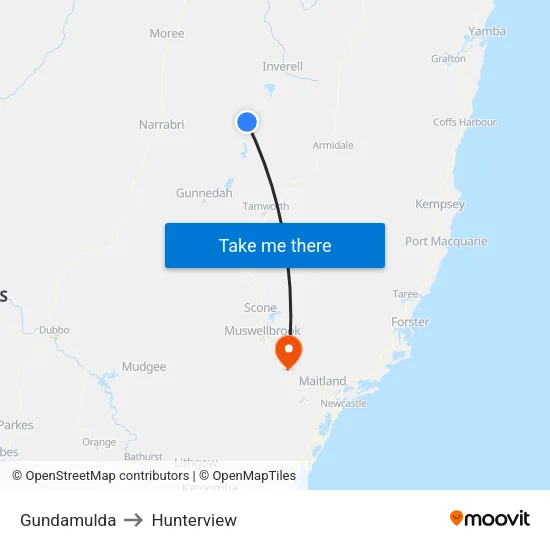 Gundamulda to Hunterview map