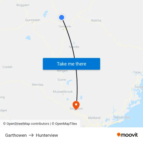 Garthowen to Hunterview map
