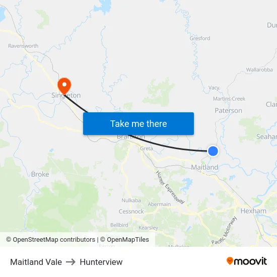 Maitland Vale to Hunterview map