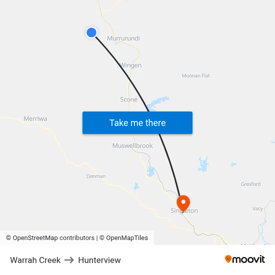 Warrah Creek to Hunterview map