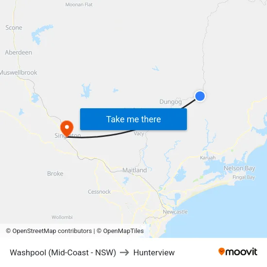 Washpool (Mid-Coast - NSW) to Hunterview map