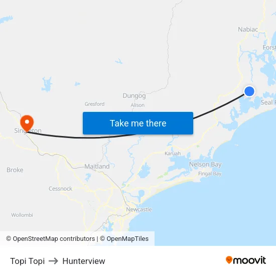 Topi Topi to Hunterview map