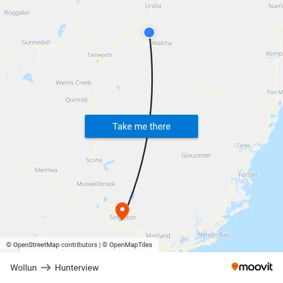 Wollun to Hunterview map