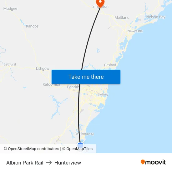 Albion Park Rail to Hunterview map