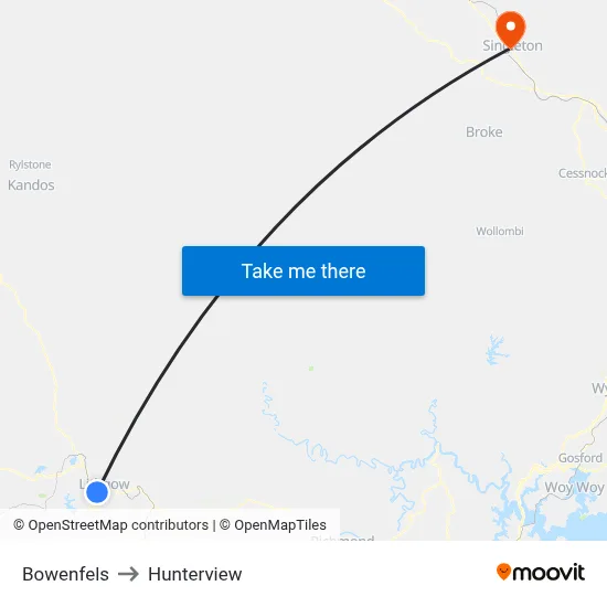 Bowenfels to Hunterview map