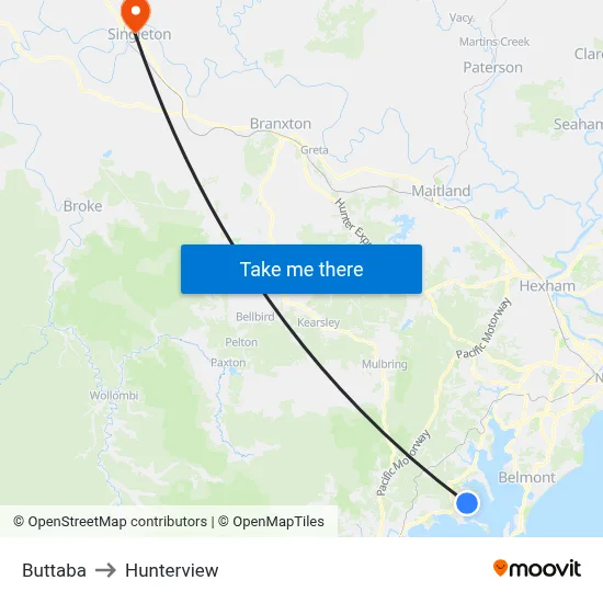 Buttaba to Hunterview map