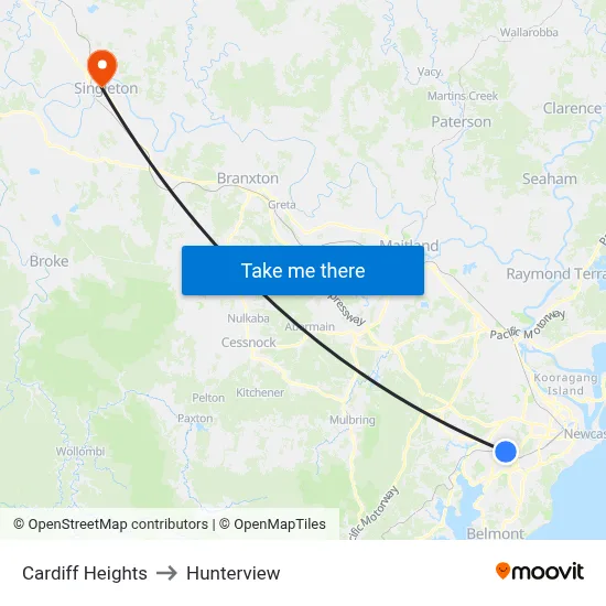 Cardiff Heights to Hunterview map