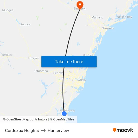 Cordeaux Heights to Hunterview map
