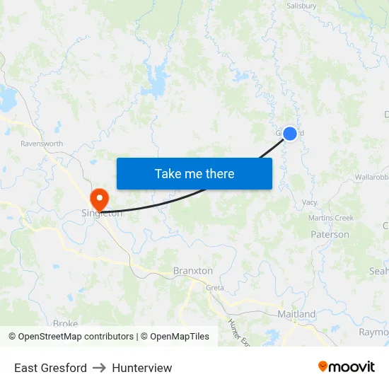 East Gresford to Hunterview map