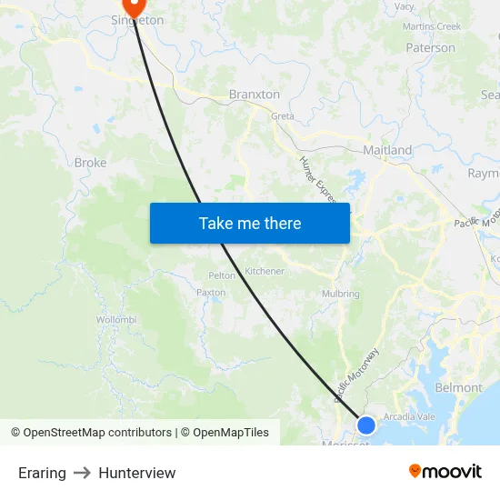 Eraring to Hunterview map