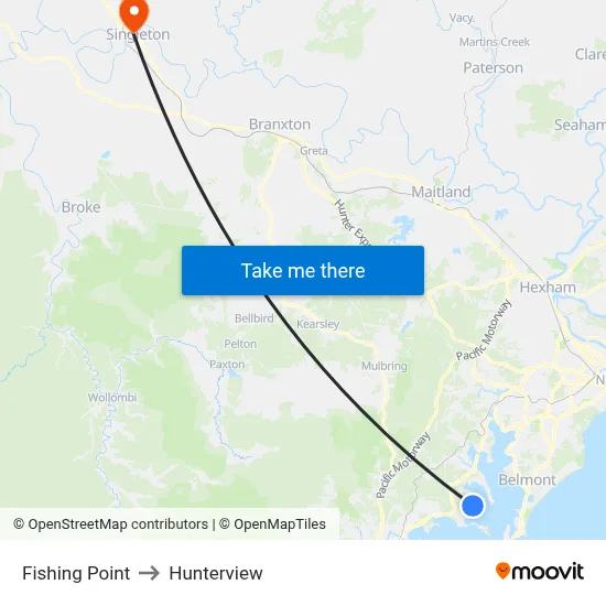 Fishing Point to Hunterview map