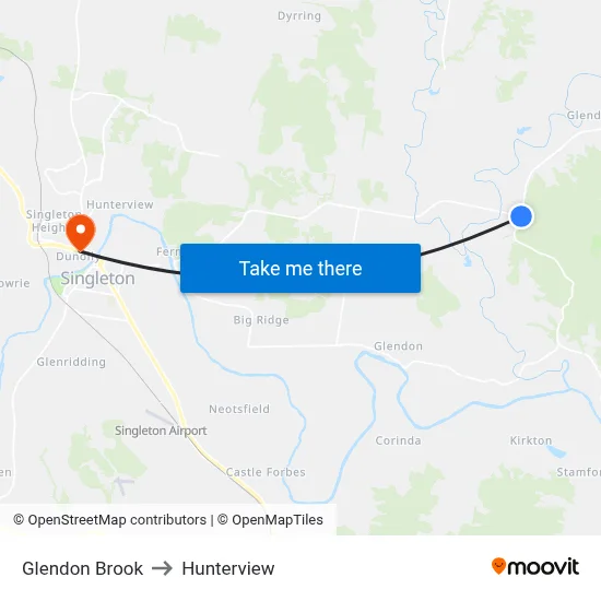 Glendon Brook to Hunterview map