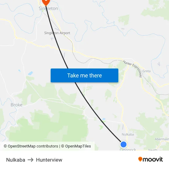 Nulkaba to Hunterview map