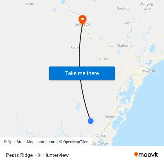 Peats Ridge to Hunterview map