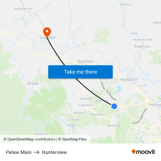 Pelaw Main to Hunterview map