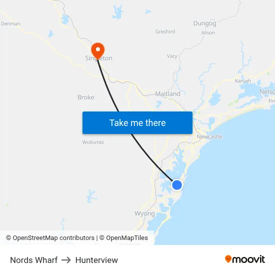 Nords Wharf to Hunterview map