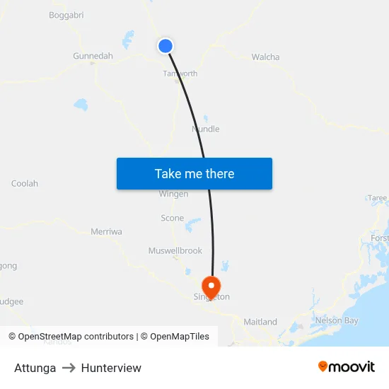 Attunga to Hunterview map
