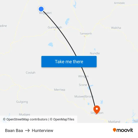 Baan Baa to Hunterview map