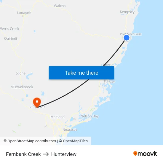 Fernbank Creek to Hunterview map