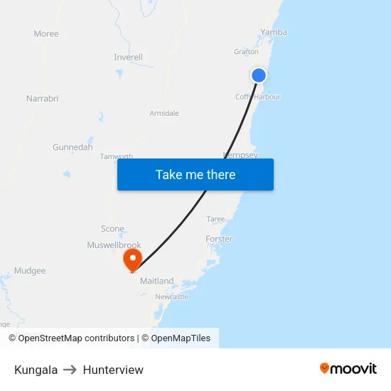 Kungala to Hunterview map