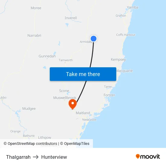 Thalgarrah to Hunterview map