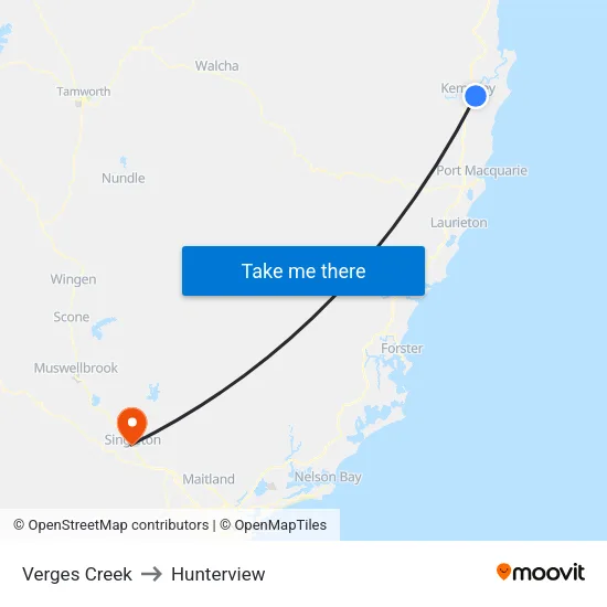 Verges Creek to Hunterview map