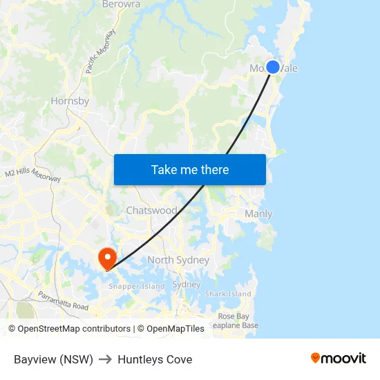 Bayview (NSW) to Huntleys Cove map