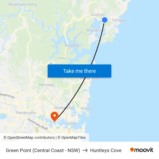 Green Point (Central Coast - NSW) to Huntleys Cove map