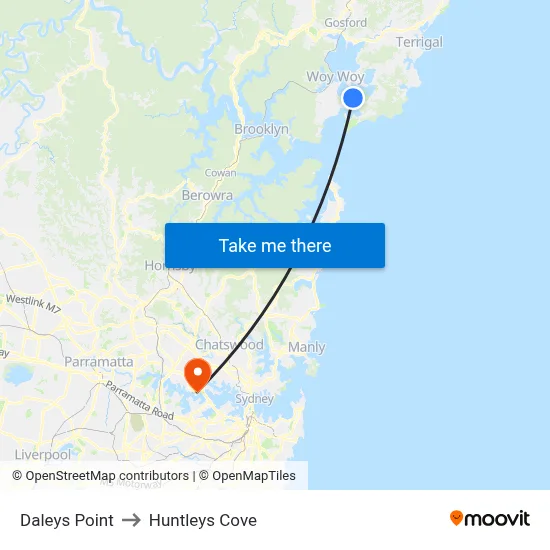 Daleys Point to Huntleys Cove map