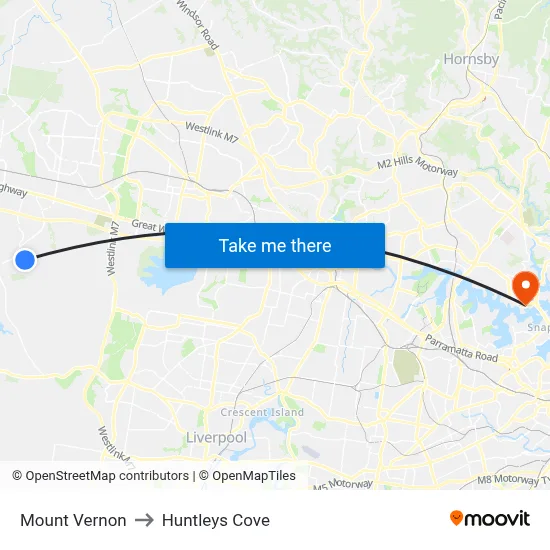 Mount Vernon to Huntleys Cove map