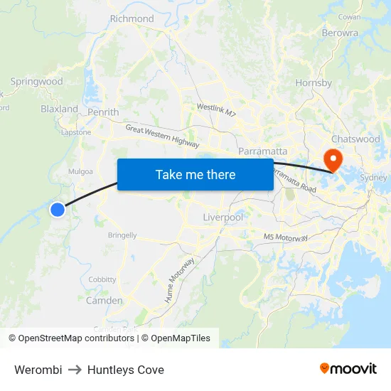 Werombi to Huntleys Cove map