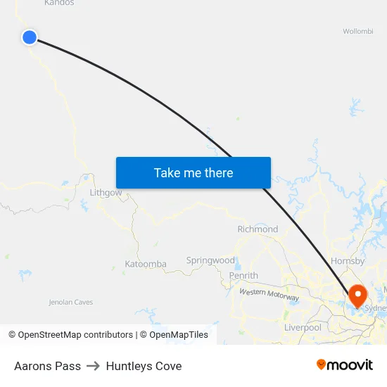 Aarons Pass to Huntleys Cove map