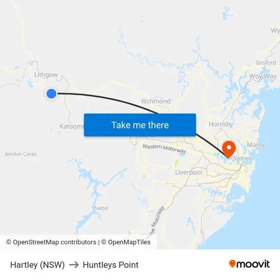 Hartley (NSW) to Huntleys Point map