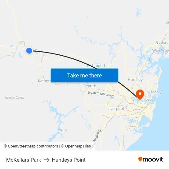 McKellars Park to Huntleys Point map