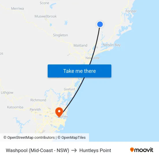 Washpool (Mid-Coast - NSW) to Huntleys Point map