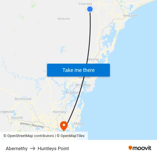Abernethy to Huntleys Point map