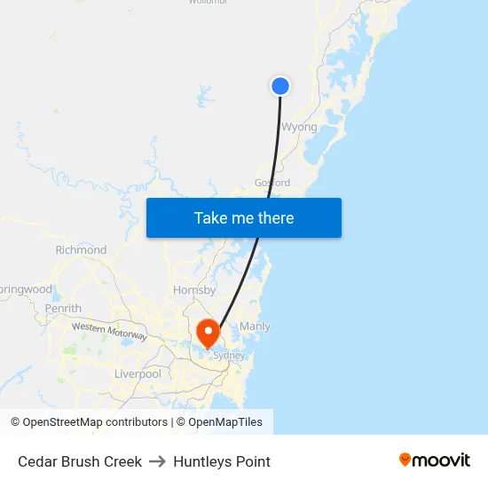 Cedar Brush Creek to Huntleys Point map