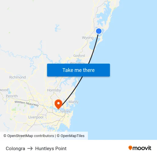 Colongra to Huntleys Point map