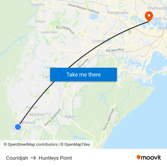 Couridjah to Huntleys Point map