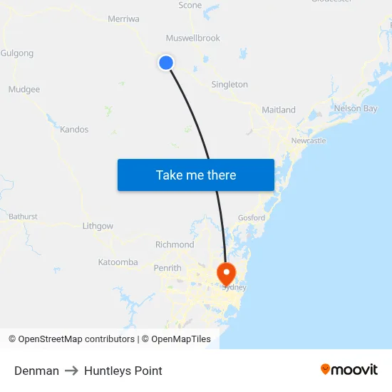 Denman to Huntleys Point map