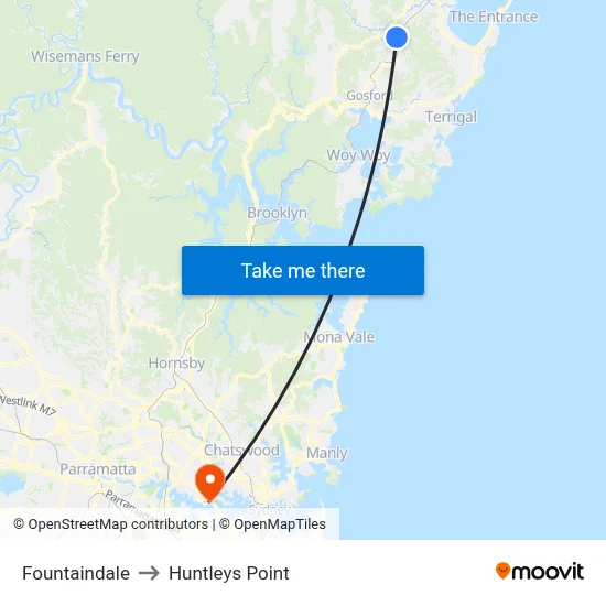 Fountaindale to Huntleys Point map