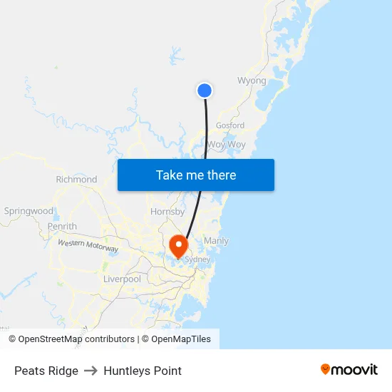 Peats Ridge to Huntleys Point map