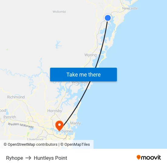 Ryhope to Huntleys Point map