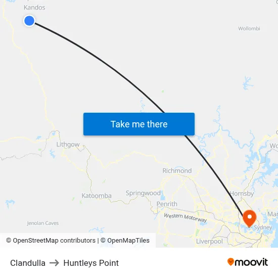 Clandulla to Huntleys Point map